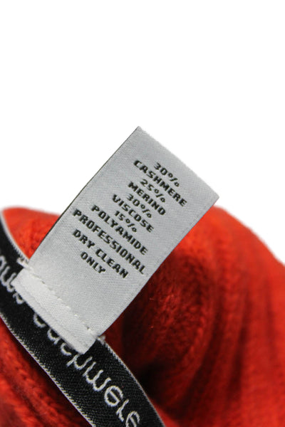 Autumn Cashmere Women Orange Cashmere V-Neck Cardigan Long Sleeve Size S
