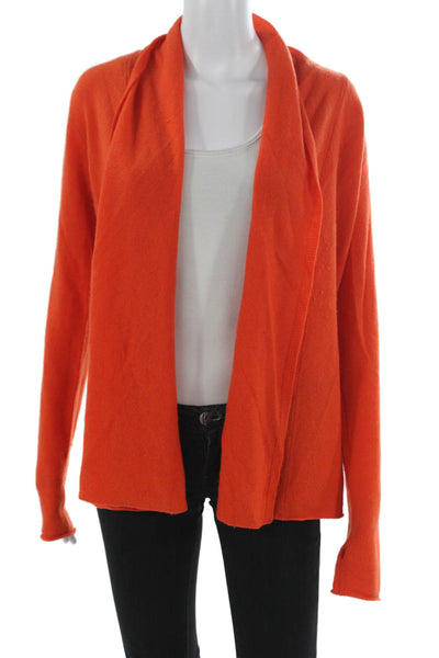 Kier + J Women Orange 100% Cashmere V-Neck Cardigan Long Sleeve Size S
