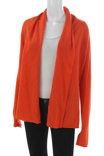 Kier + J Women Orange 100% Cashmere V-Neck Cardigan Long Sleeve Size S