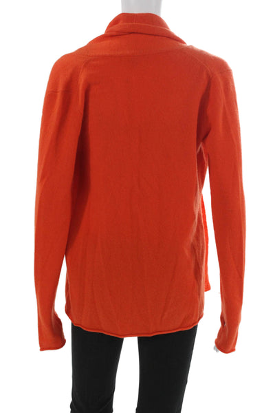 Kier + J Women Orange 100% Cashmere V-Neck Cardigan Long Sleeve Size S