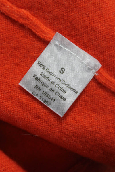 Kier + J Women Orange 100% Cashmere V-Neck Cardigan Long Sleeve Size S