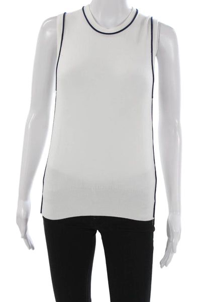 Zara Women Basic Cashmere Blend White Tank Sleeveless Round Neck Size S
