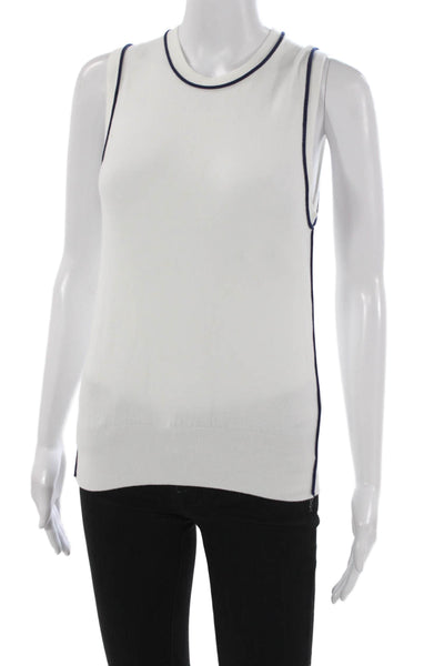 Zara Women Basic Cashmere Blend White Tank Sleeveless Round Neck Size S