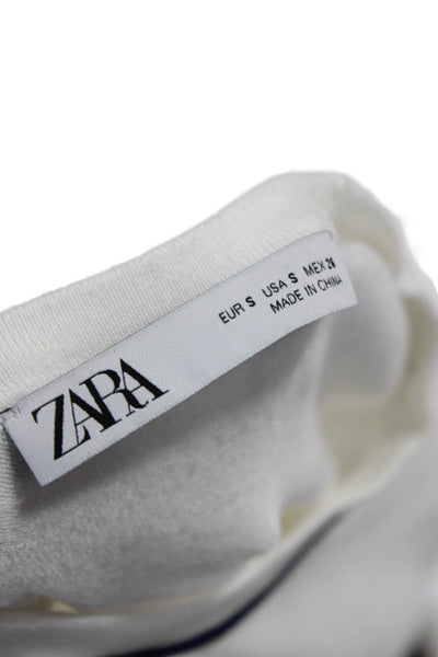 Zara Women Basic Cashmere Blend White Tank Sleeveless Round Neck Size S