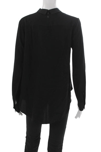 COS Womens Black Silk Collared Basic Blouse Long Sleeve Zip Size 4