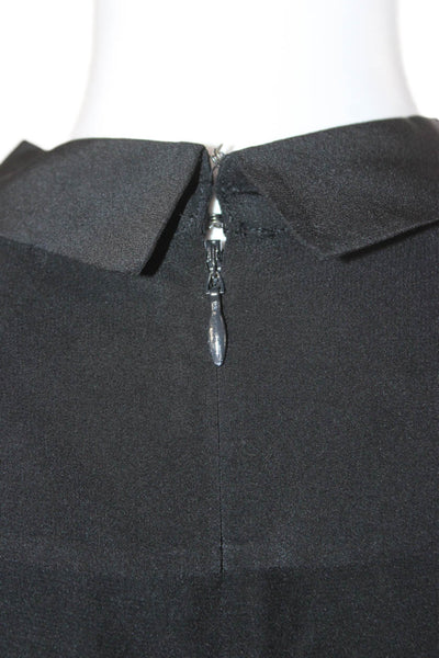 COS Womens Black Silk Collared Basic Blouse Long Sleeve Zip Size 4