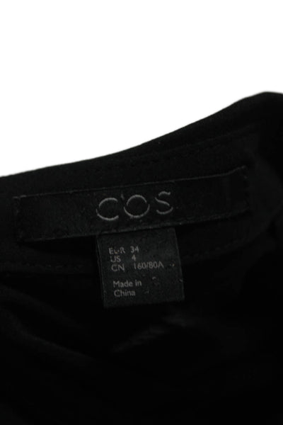 COS Womens Black Silk Collared Basic Blouse Long Sleeve Zip Size 4
