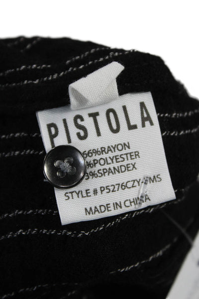 Pistola Womens Striped Black Collared Button-Up Long Sleeve Top Size M