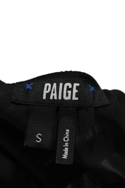Paige Black Label Women Peplum Blouse Black Square Neck Long Sleeve Size S