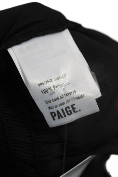 Paige Black Label Women Peplum Blouse Black Square Neck Long Sleeve Size S