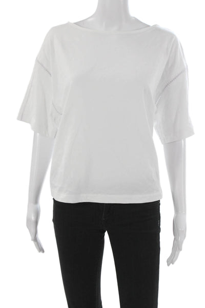 Madewell Women Basic White Boatneck Short Sleeve T-Shirt 100% Cotton Size S