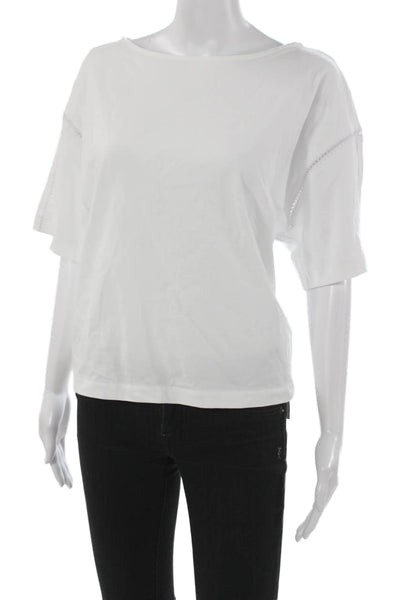 Madewell Women Basic White Boatneck Short Sleeve T-Shirt 100% Cotton Size S