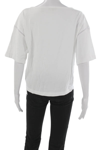 Madewell Women Basic White Boatneck Short Sleeve T-Shirt 100% Cotton Size S