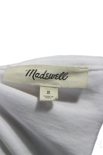Madewell Women Basic White Boatneck Short Sleeve T-Shirt 100% Cotton Size S