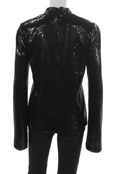 Galvan London Womens Black Polyester Mock Neck Long Sleeve Blouse Zip Size 6