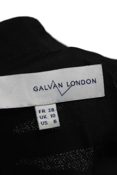 Galvan London Womens Black Polyester Mock Neck Long Sleeve Blouse Zip Size 6