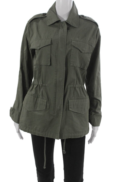 BB Dakota Womens Military Jacket Green Cotton Zip Long Sleeve Size S