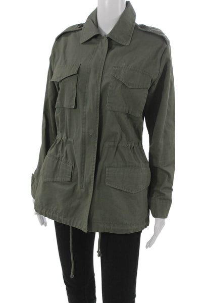 BB Dakota Womens Military Jacket Green Cotton Zip Long Sleeve Size S