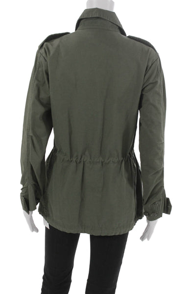 BB Dakota Womens Military Jacket Green Cotton Zip Long Sleeve Size S