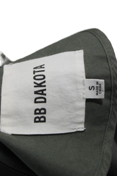 BB Dakota Womens Military Jacket Green Cotton Zip Long Sleeve Size S