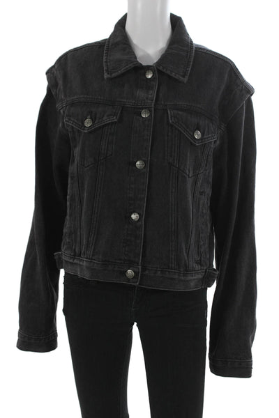 Ksubi Womens Basic Jacket Black Cotton Button Long Sleeve Size M