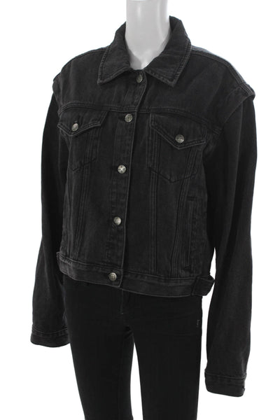 Ksubi Womens Basic Jacket Black Cotton Button Long Sleeve Size M
