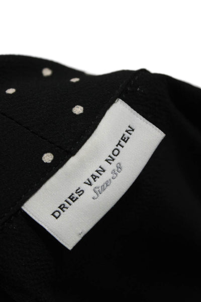 Dries Van Noten Women Black Polka Dot V-Neck Long Sleeve Blouse Size 38
