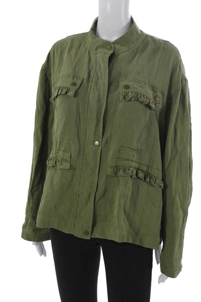 Anthropologie Womens Military Jacket Green Long Sleeve Size S