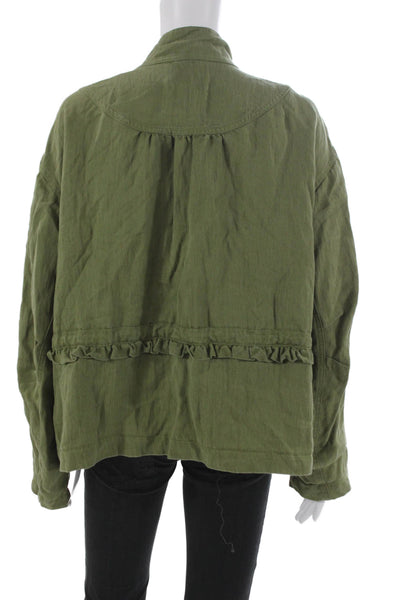 Anthropologie Womens Military Jacket Green Long Sleeve Size S