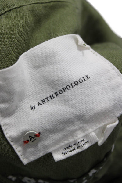 Anthropologie Womens Military Jacket Green Long Sleeve Size S