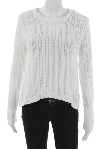 Le Lis Womens Pullover Sweater White Geometric Long Sleeve Size S