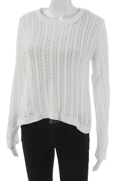 Le Lis Womens Pullover Sweater White Geometric Long Sleeve Size S
