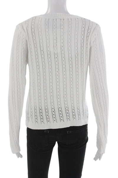 Le Lis Womens Pullover Sweater White Geometric Long Sleeve Size S
