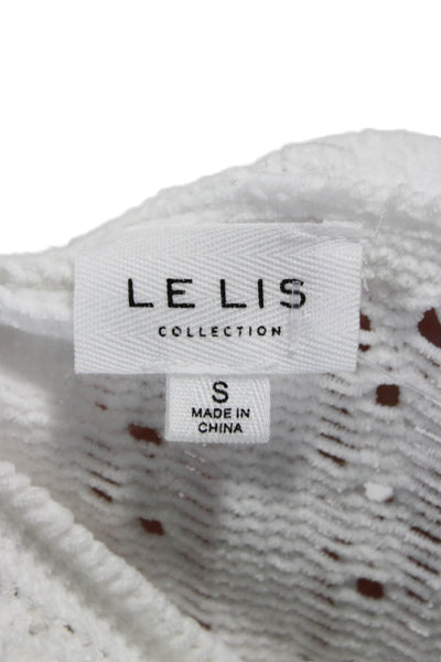 Le Lis Womens Pullover Sweater White Geometric Long Sleeve Size S