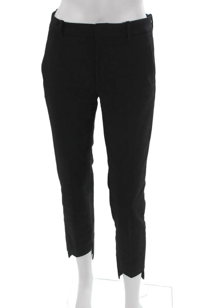 Zara Womens Black Cropped Pants Zip Polyamide Elastane Size 2