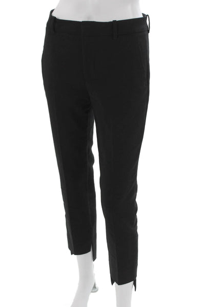 Zara Womens Black Cropped Pants Zip Polyamide Elastane Size 2