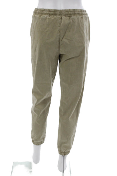 Zara Women Jogger Pants Green Cotton Blend Drawstring Size XS