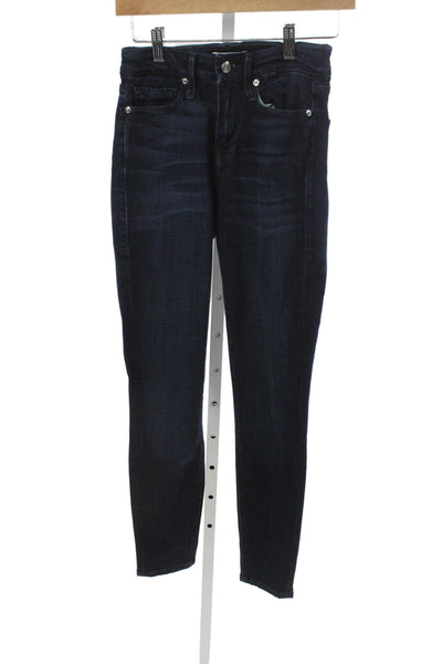 Good American Womens Skinny Jeans Blue Mid Rise Lyocell Button Size 24