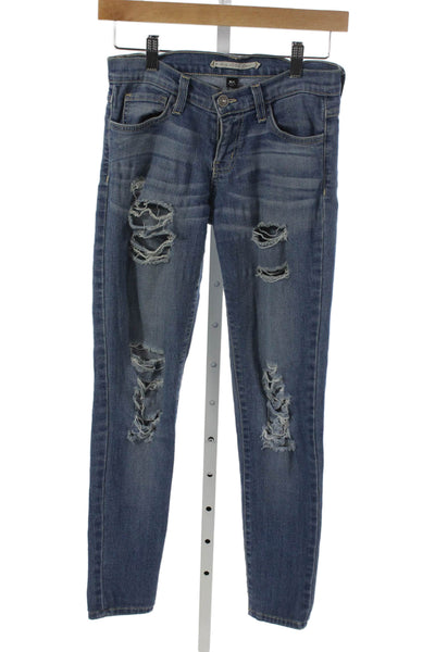 Flying Monkey Womens Skinny Blue Mid Rise Cotton Blend Jeans Size 25