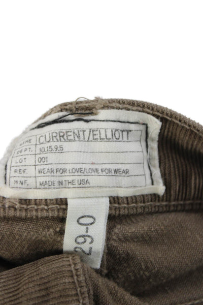Current/Elliott Womens Skinny Jeans Brown Cotton Button Size 29