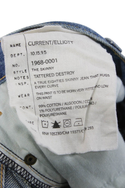 Current/Elliott Womens Skinny Jeans Blue Cotton Mid Rise Size 30