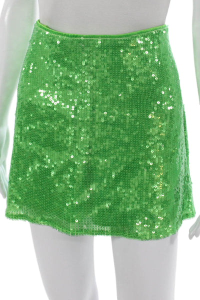 Show Me Your Mumu Womens Mini Skort Green Polyester Zip Size L