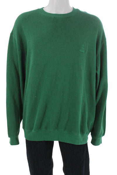 Faconnable Mens Green Cotton Pullover Sweatshirt Crewneck Long Sleeve Size XL