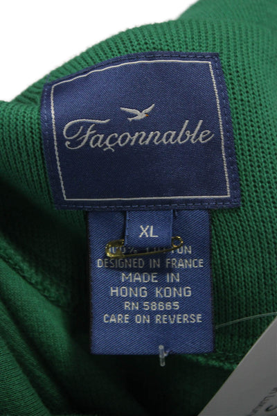 Faconnable Mens Green Cotton Pullover Sweatshirt Crewneck Long Sleeve Size XL
