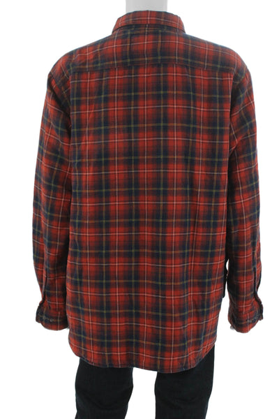 The North Face Mens Plaid Button Down Shirt Red Navy Blue Size Extra Large