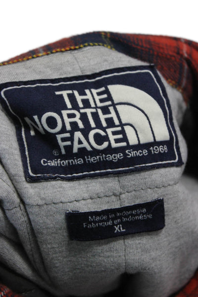 The North Face Mens Plaid Button Down Shirt Red Navy Blue Size Extra Large