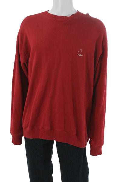 Faconnable Mens Red Cotton Pullover Sweatshirt Crew Neck Long Sleeve Size M