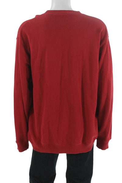 Faconnable Mens Red Cotton Pullover Sweatshirt Crew Neck Long Sleeve Size M