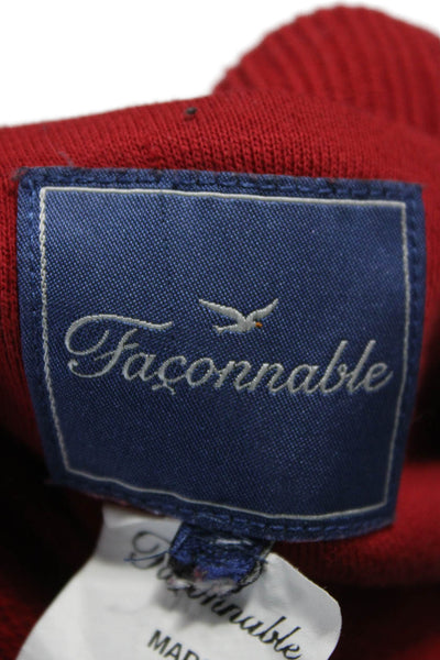 Faconnable Mens Red Cotton Pullover Sweatshirt Crew Neck Long Sleeve Size M