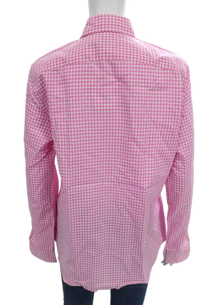 Ralph Lauren Women Pink Cotton Collared Check Long Sleeve Button-Up Top Size 12